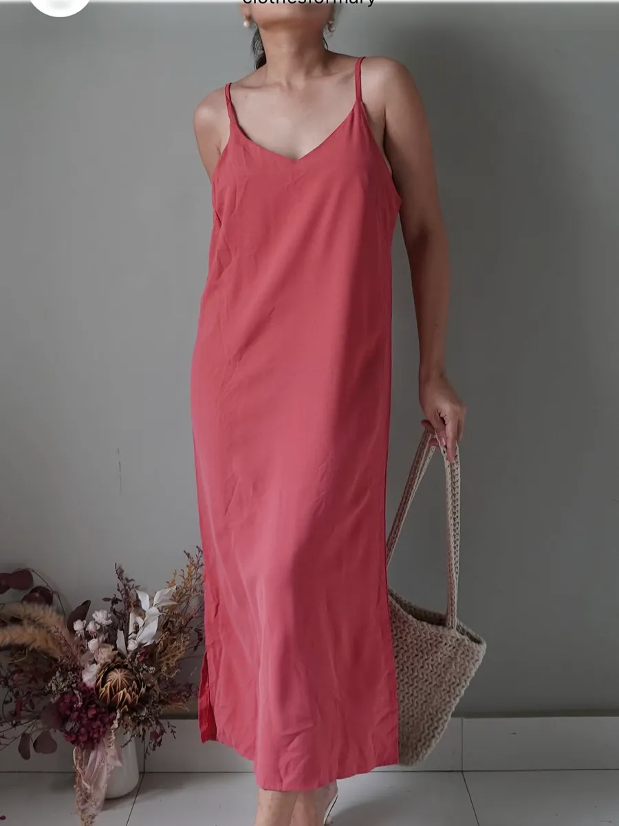 Romantic coral pink easy slip-on dress - Image 1