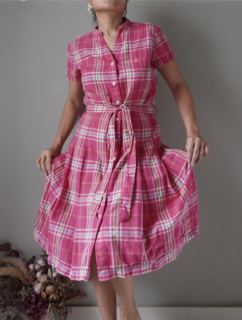 Beanpole nice fabric colorway button down linen dress with belt