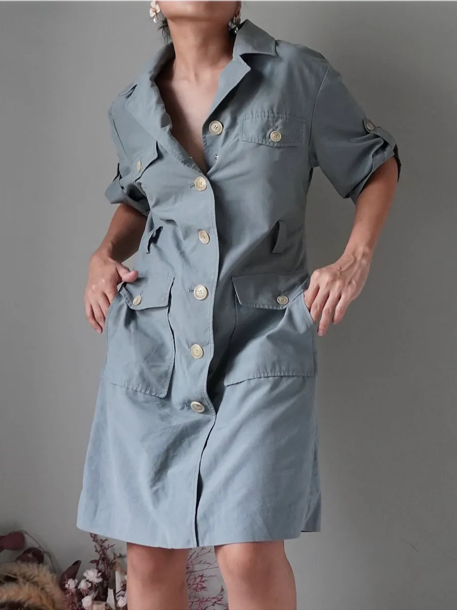 Jade green dress with pockets - Image 1