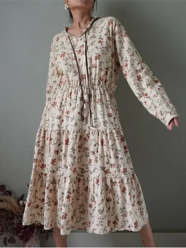Autumn tiered dress with long sleeves