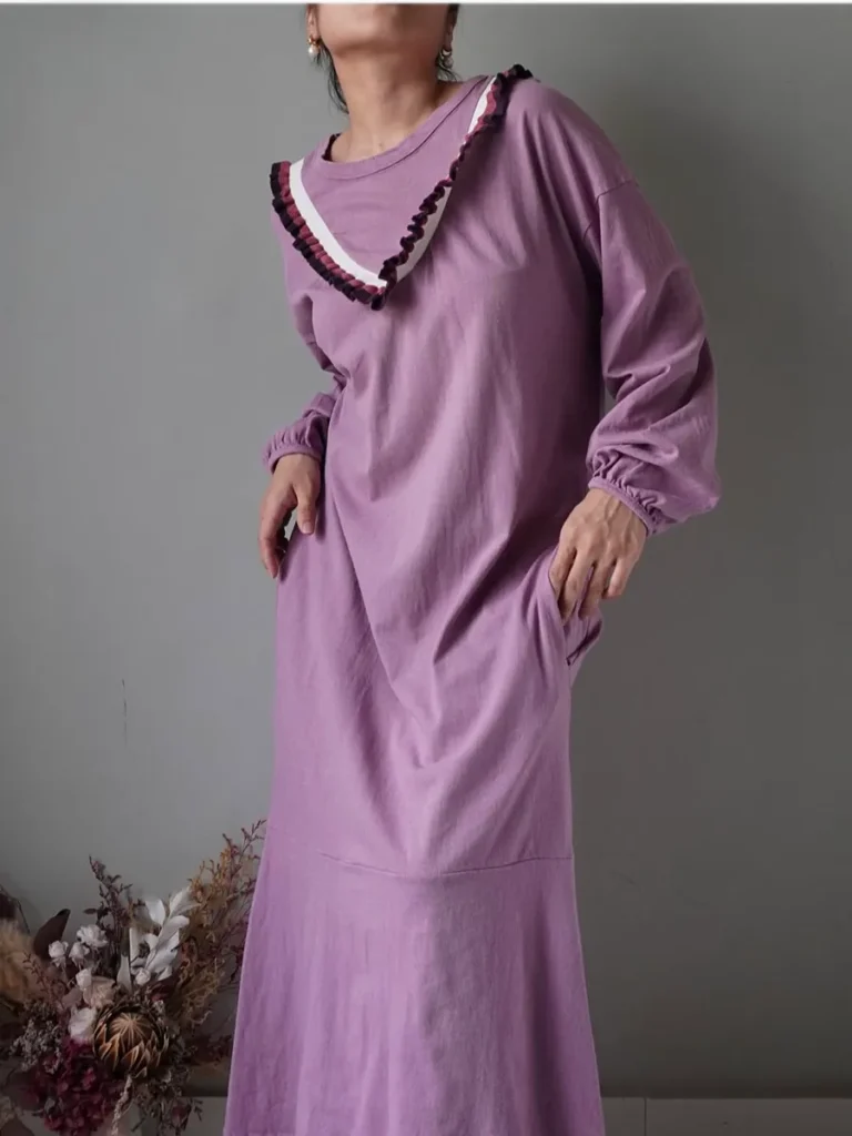 purple yam shades! Cozy long sleeve and a bit of ruffle accents