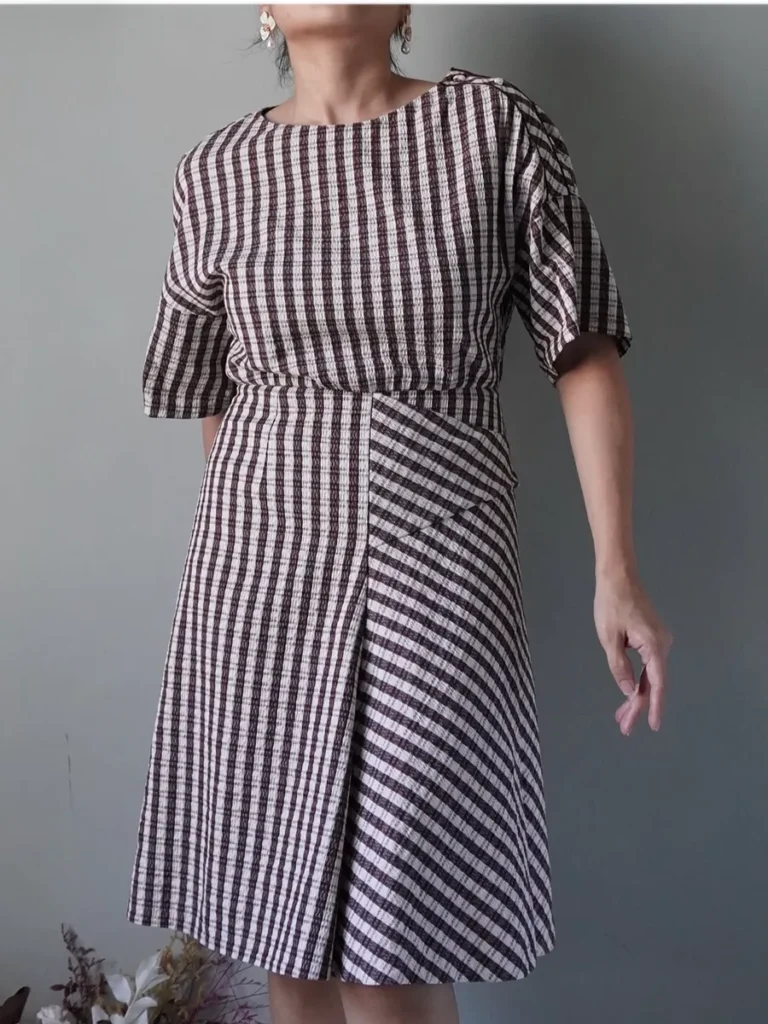 Casual mulberry plaid dress