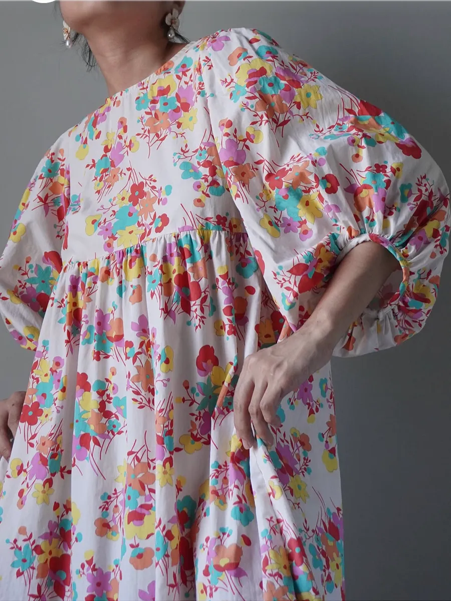 Vibrant spring time bell sleeve babydoll dress - Image 1