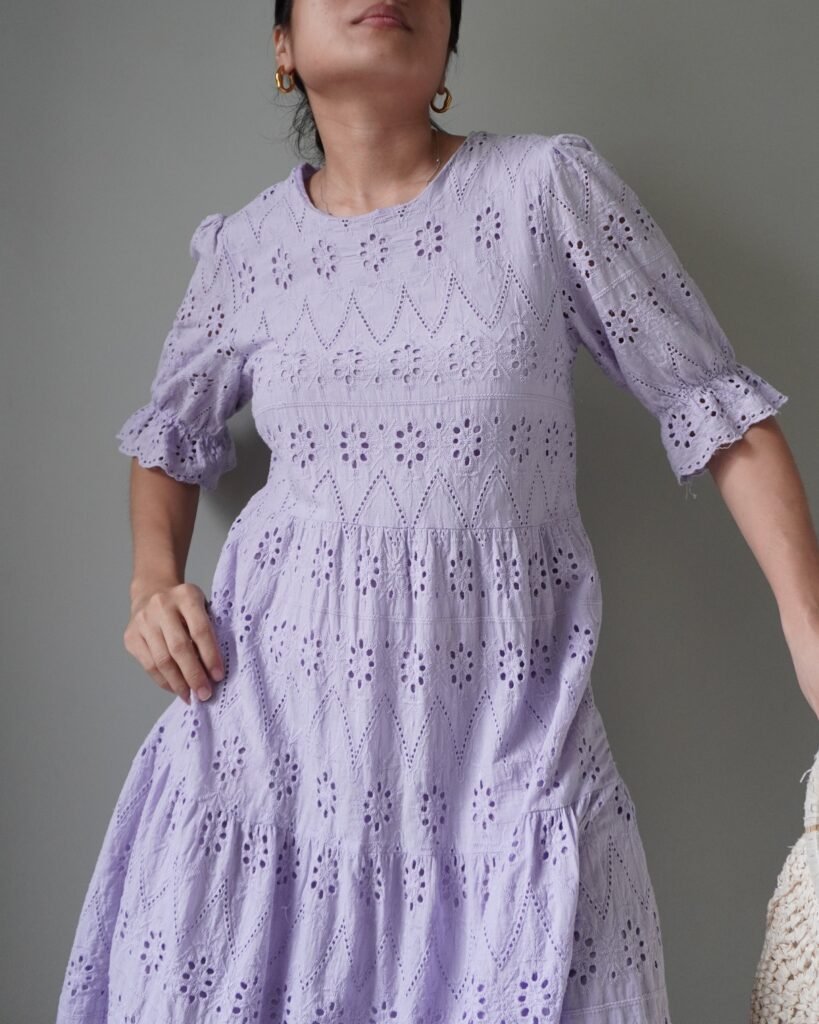 Ever dainty lavender dress with eyelet details